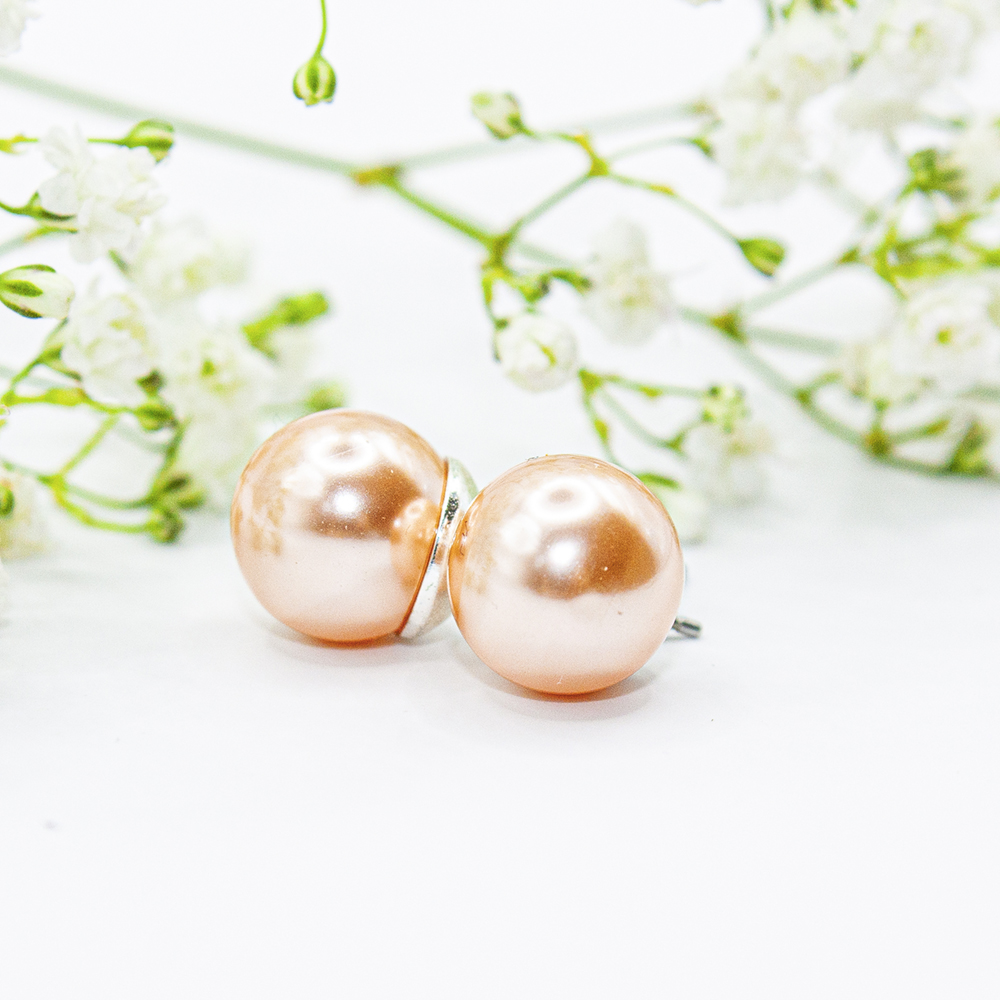 10mm Light Peach Pearl Earrings