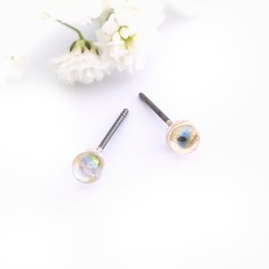 Clear Iridescent Fireball Earrings