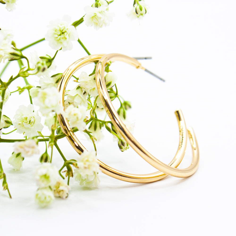 28mm Medium Gold Posted Hoop Earrings