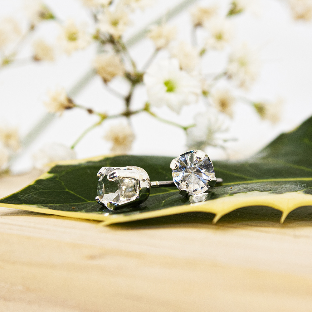 Silver Crystal Stud Earrings