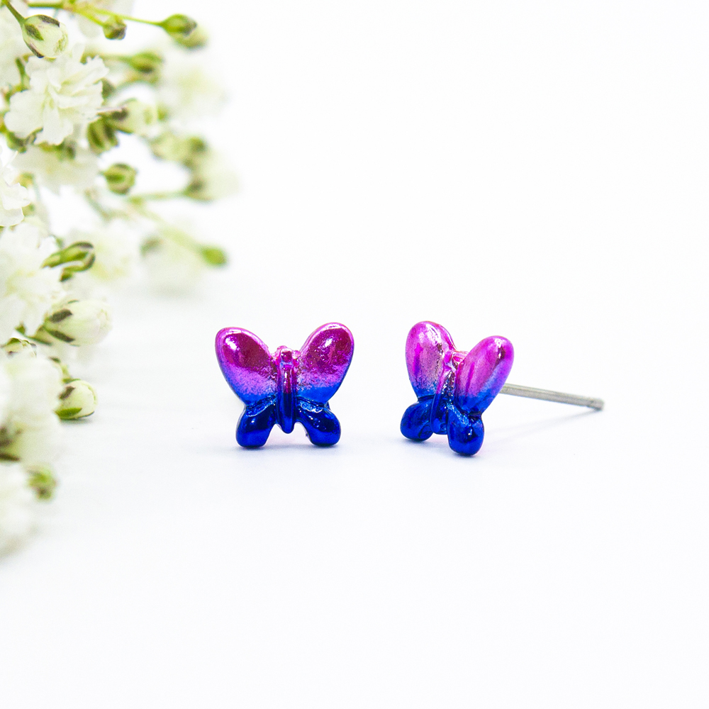 Butterfly Stud Earrings Multicoloured