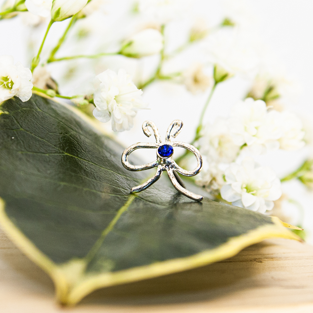 Butterfly with Blue Crystal Insert
