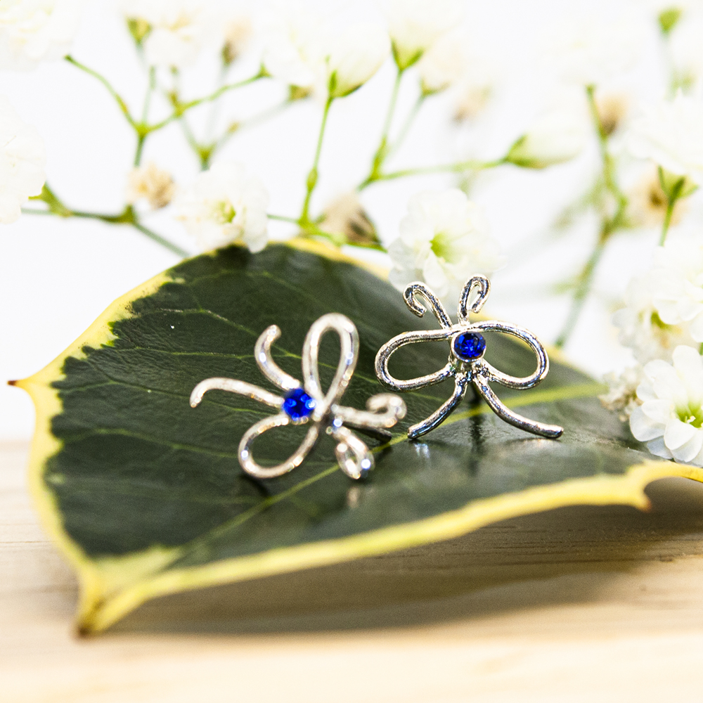 Butterfly with Blue Crystal Insert