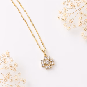 Gold Chunky Crystal Cross Necklace