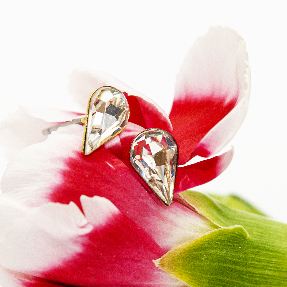Crystal Teardrop Stud Earrings