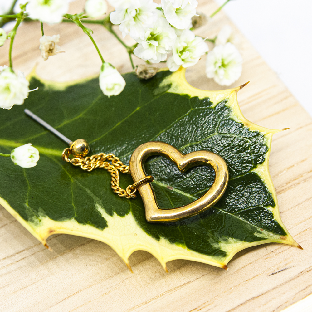 Gold Heart Drop Earrings