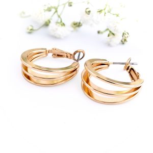 Gold Triple Hoop Earrings