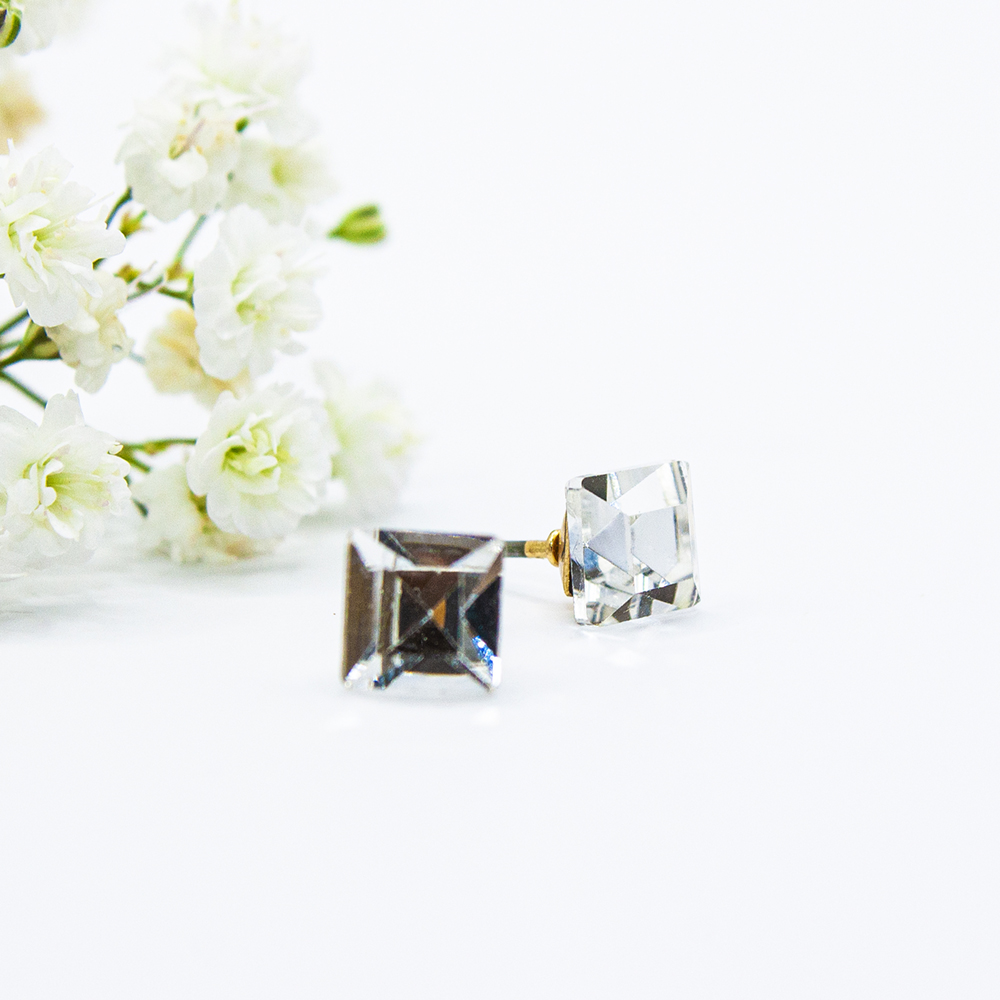 Large Square Crystal Stud Earrings