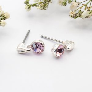 Pink Crystal Rivoli Stud Earrings
