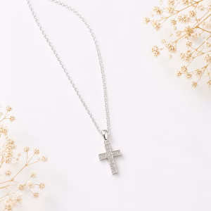 Silver CZ Cross Necklace