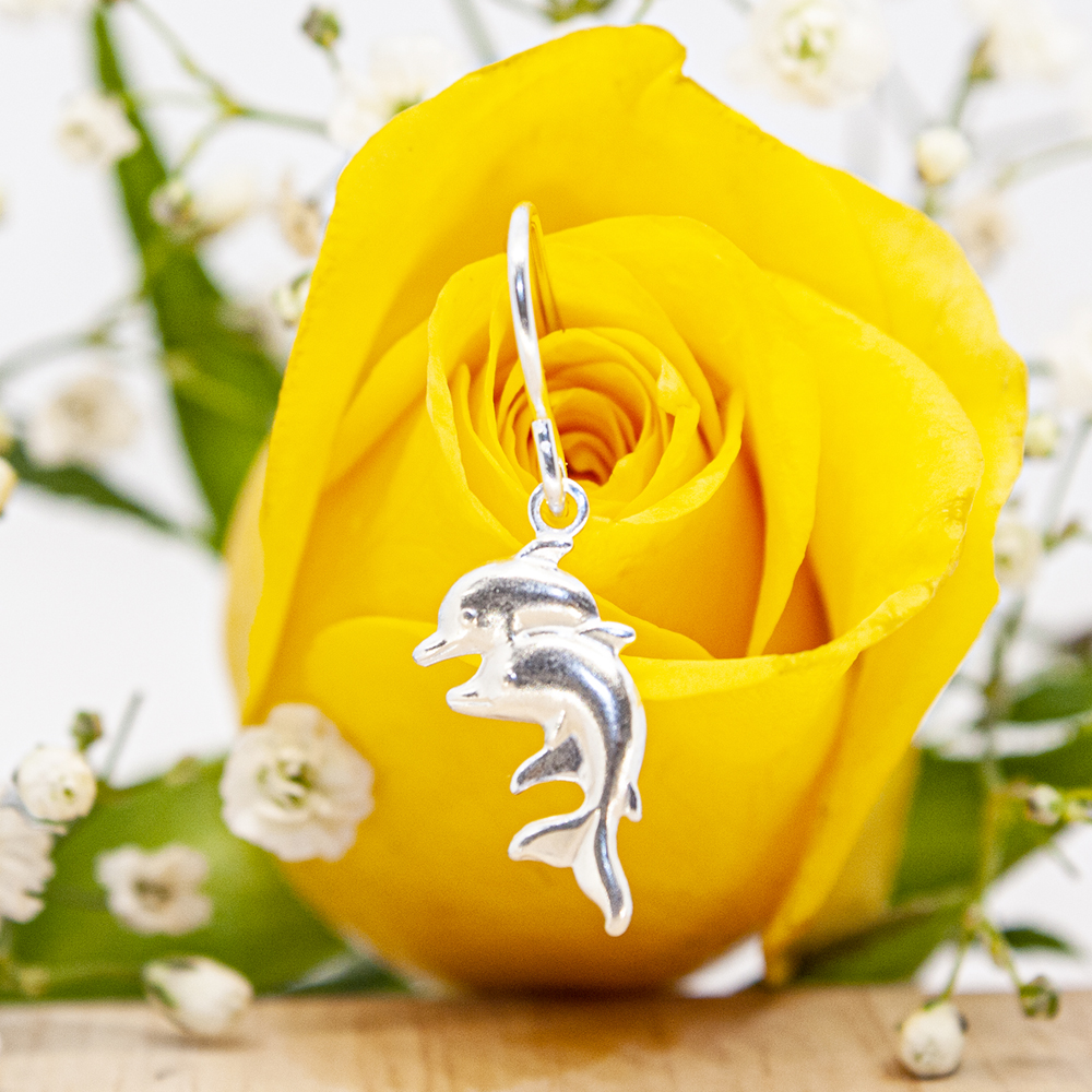 Silver Dolphin Drop Earrings
