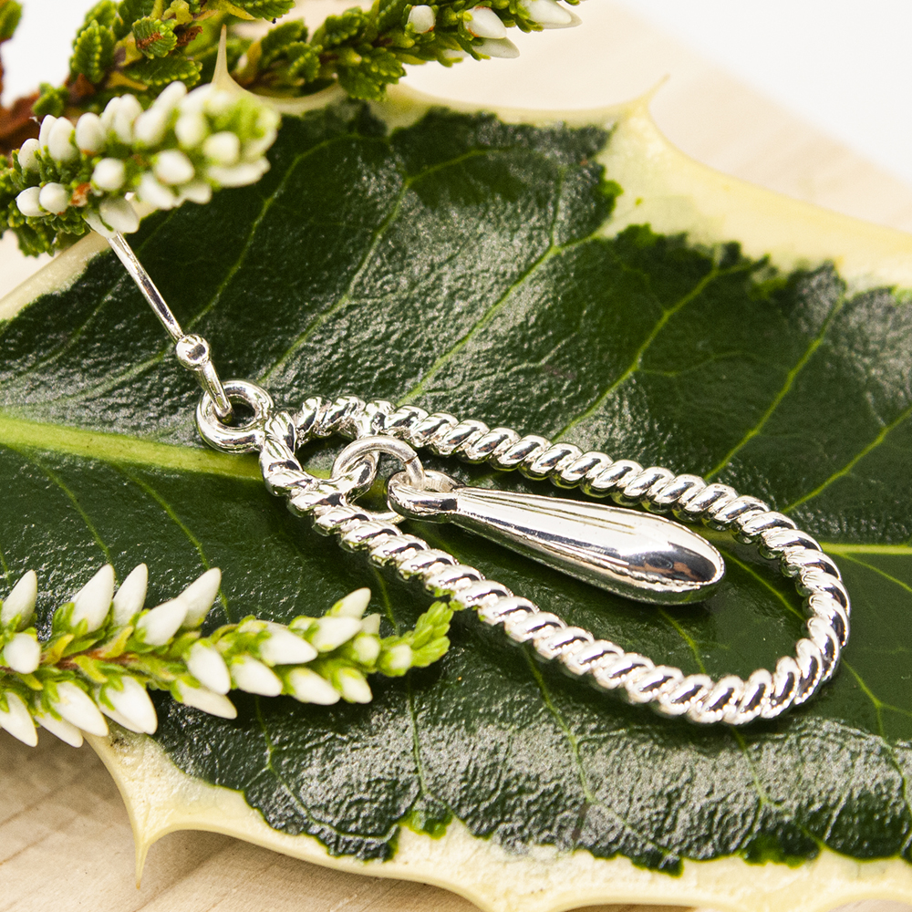 Silver Drop Earrings with Bar Insert