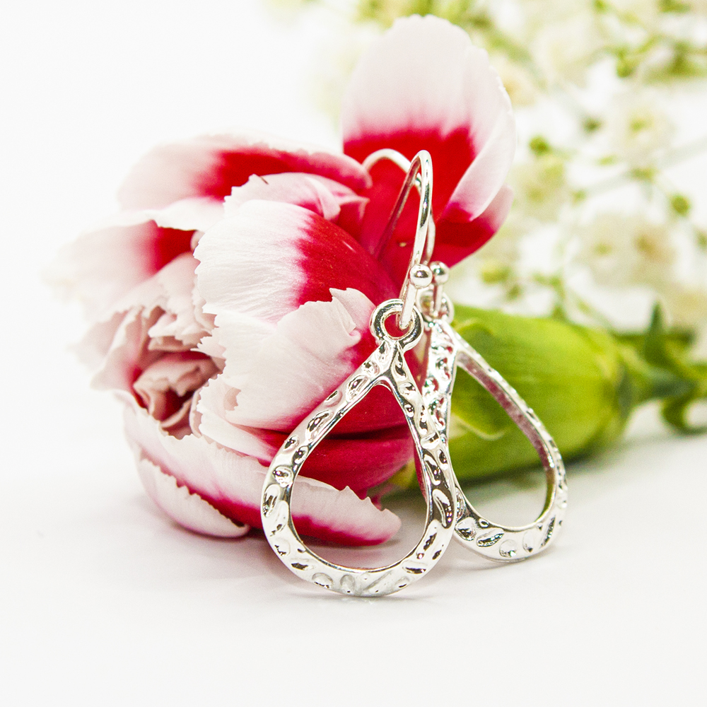 Silver Drop Oval Shape Earrings