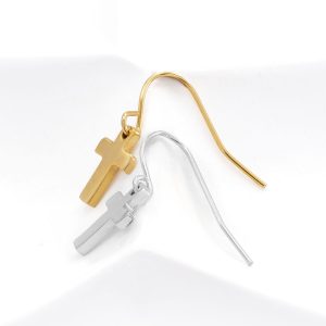 Gold / Silver Cross Drop Earrings