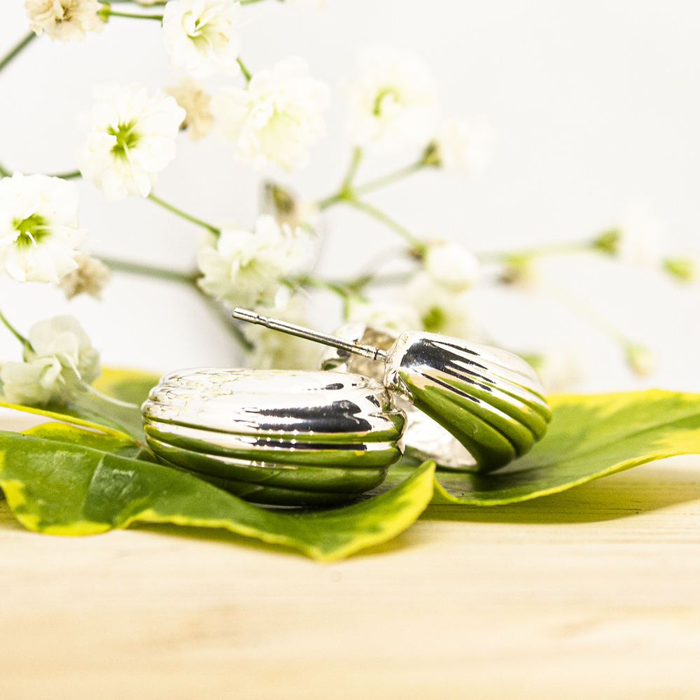 Silver Half Shaped Hoop Earrings