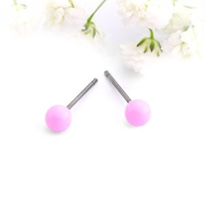 Baby Pink Ball Stud Earrings