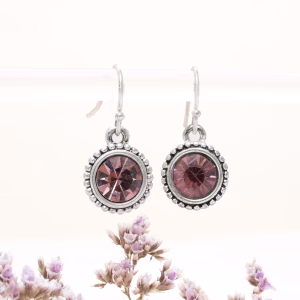 Dusky Pink CZ Vintage Drop Earrings