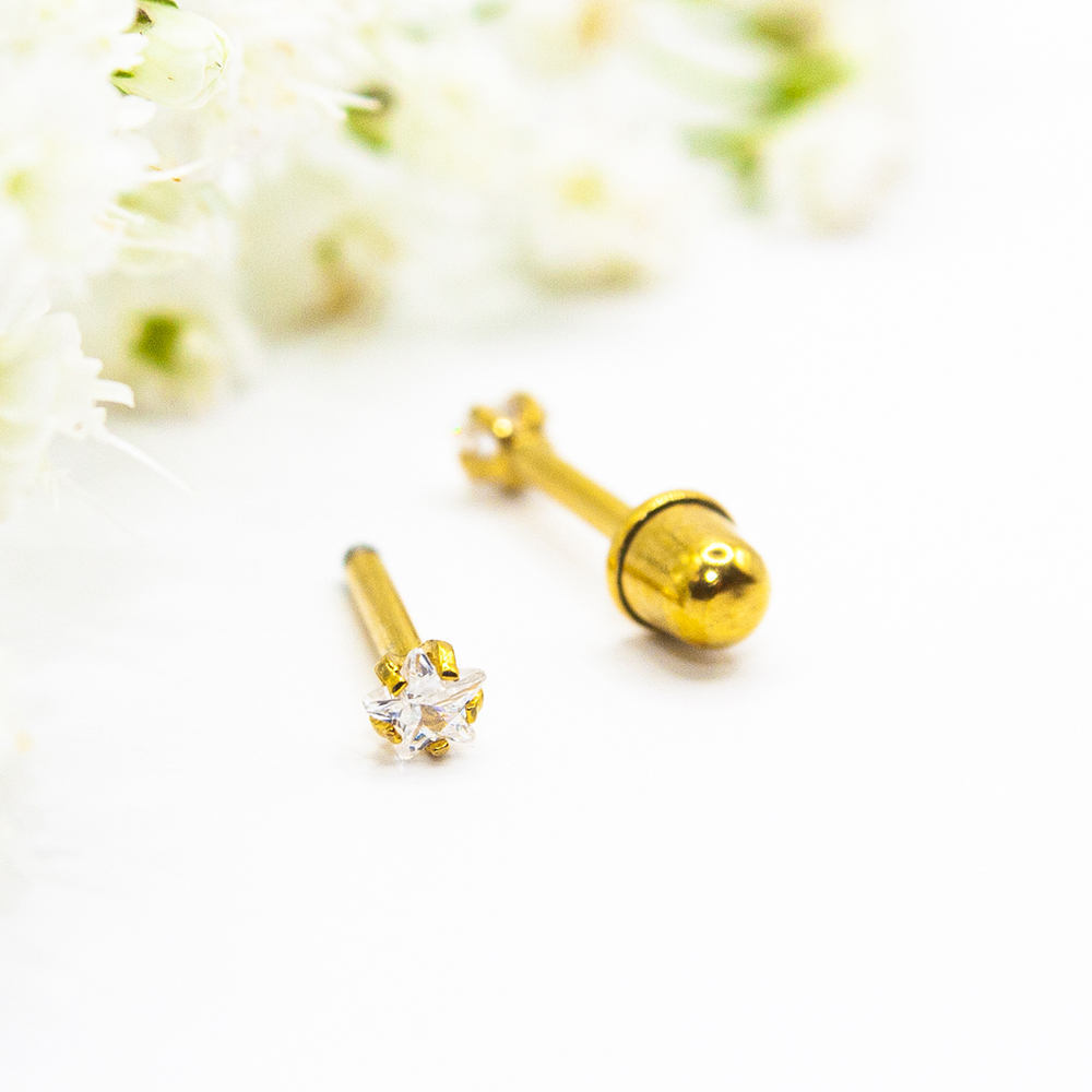 Gold Stainless Steel Star Studs - Image 3