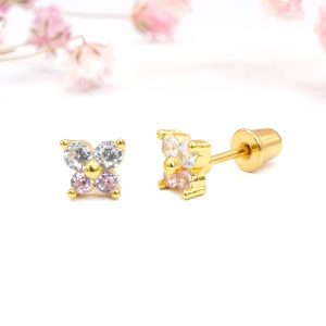 Gold Butterfly Studs with CZ's