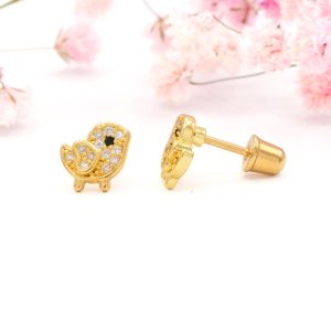 Gold Chick Studs with CZ's
