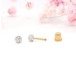 Gold Pave Bead Studs with CZ's