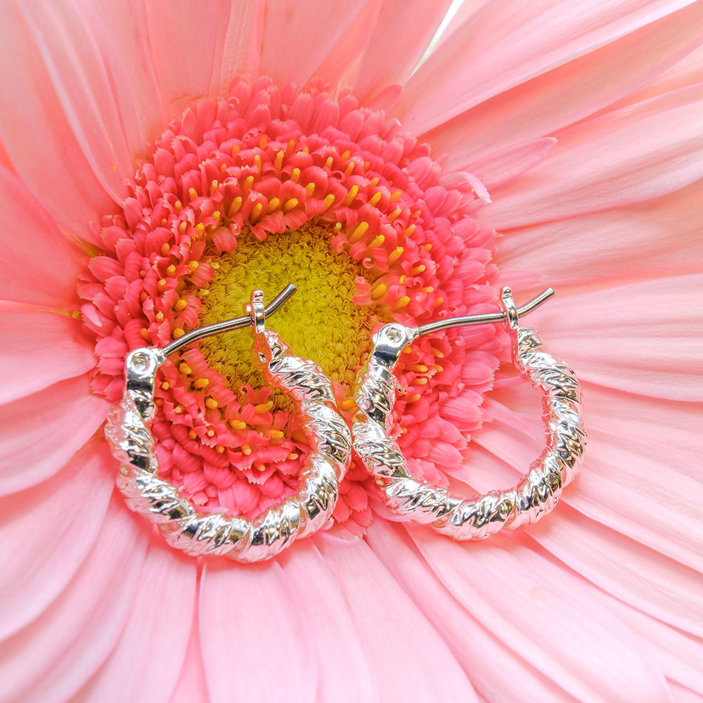 Silver Rope Effect Hoop Earrings