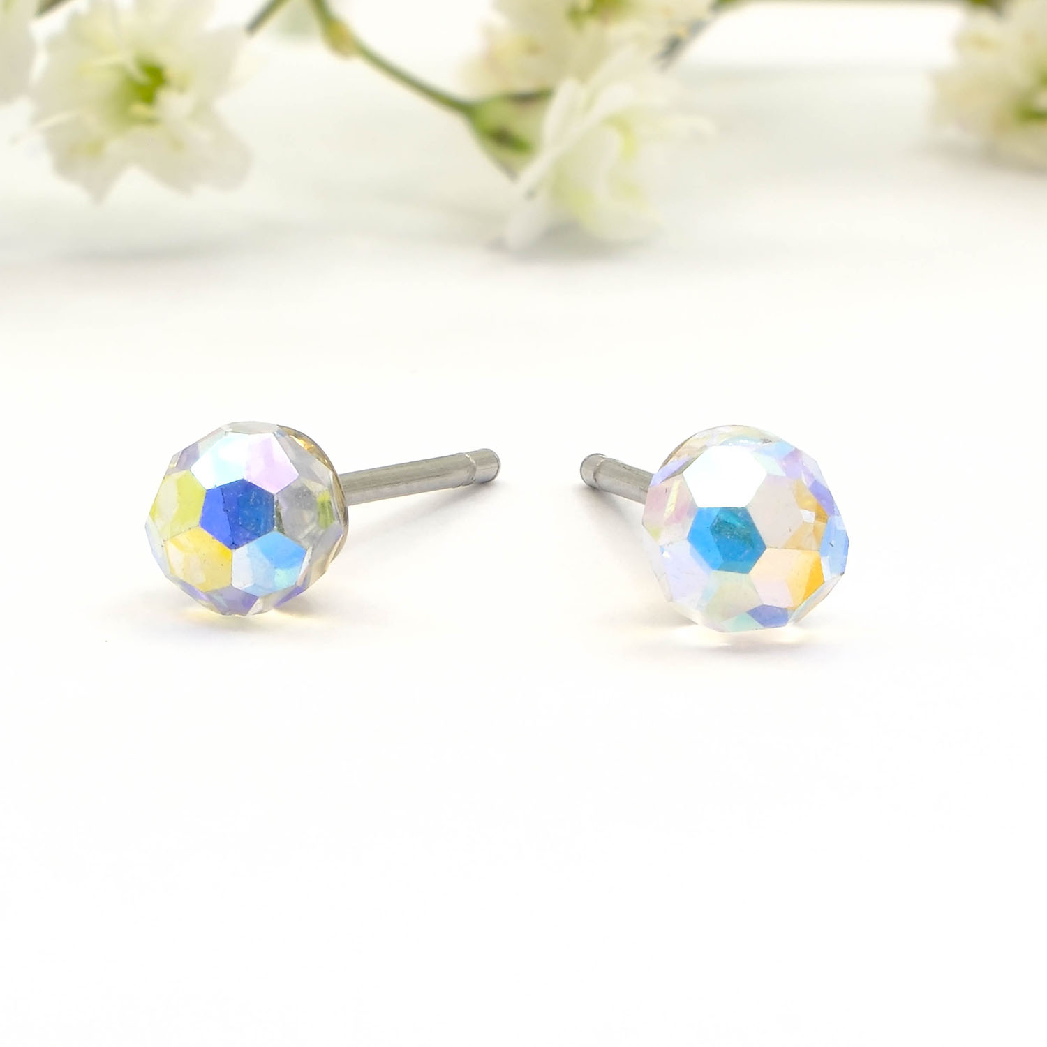 Iridescent Fireball Stud Earrings