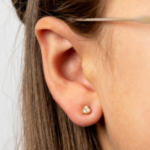 Tiny Gold Encrusted Heart Studs