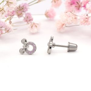 Stainless Steel Mouse Studs with Rose CZ's