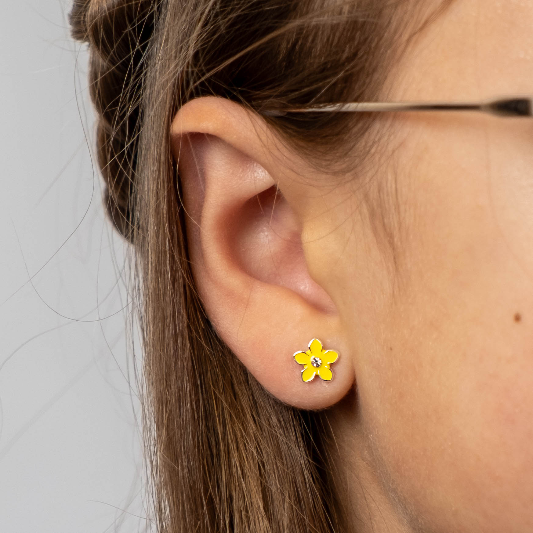 Yellow Flower Stud Earrings - Image 2