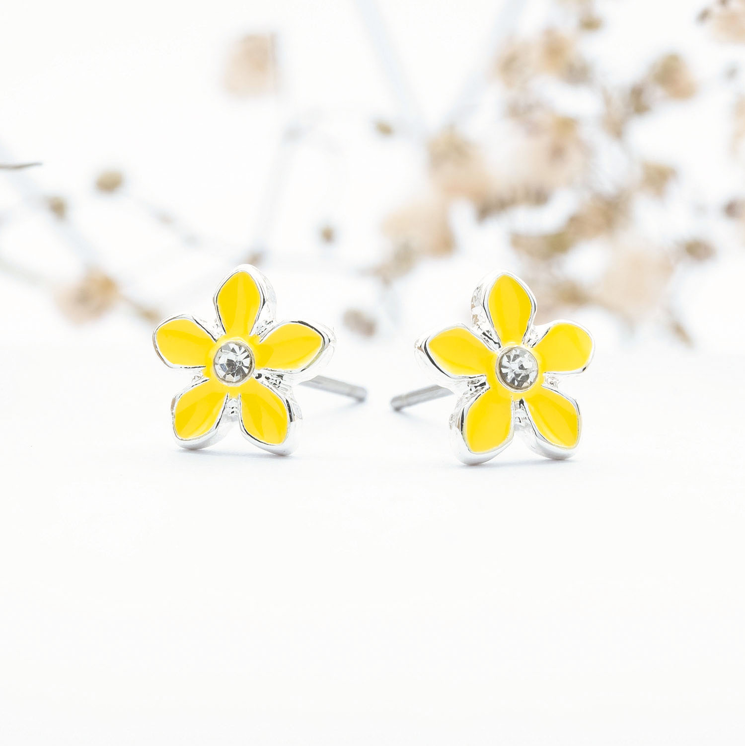 Yellow Flower Stud Earrings