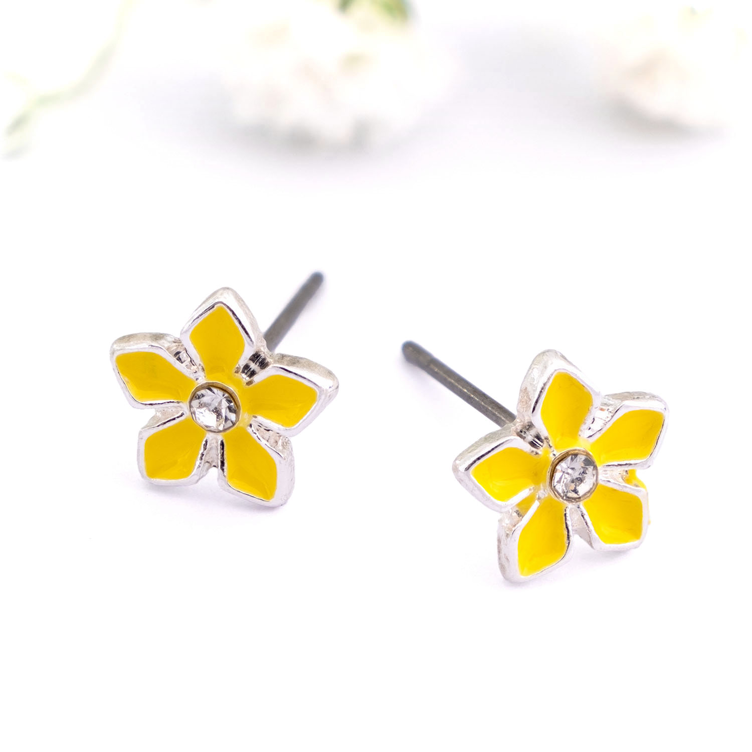 Yellow Flower Stud Earrings - Image 6