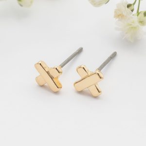 Gold X Stud Earrings