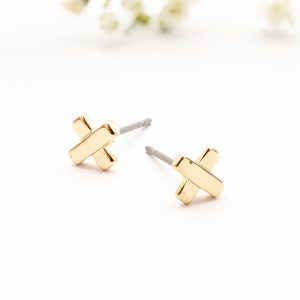 Gold X Stud Earrings