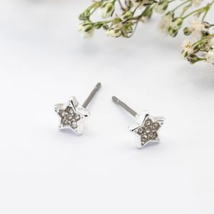 Silver Encrusted Star Studs
