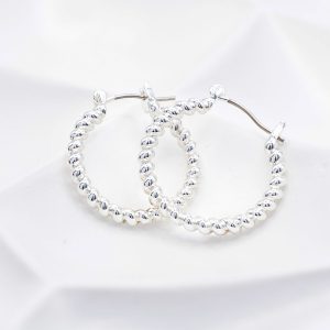 Silver Rope Effect Hoop Earrings