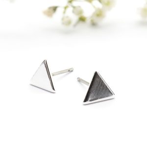 Silver Triangle Stud Earrings