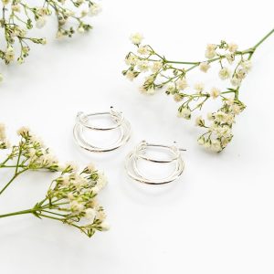 Silver Triple Hoop Earrings
