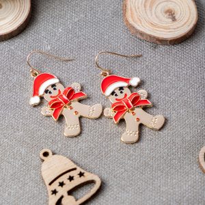 Gold Gingerbread Man Drop Earrings
