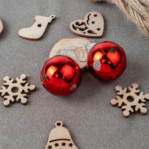 Red and Silver Glitter Bauble Earrings