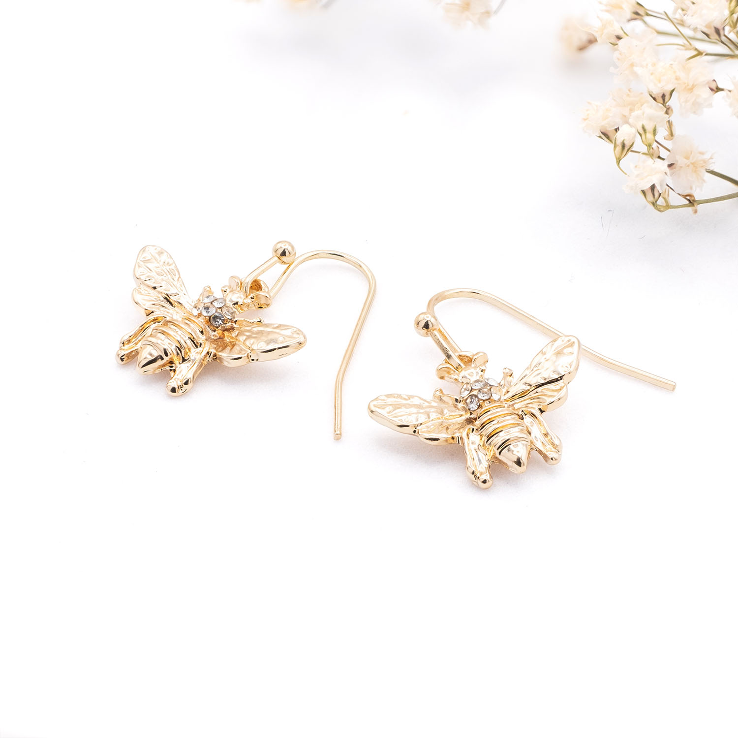 Gold Drop Bee Earrings - Image 2