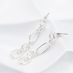 Silver Drop Chain Earrings
