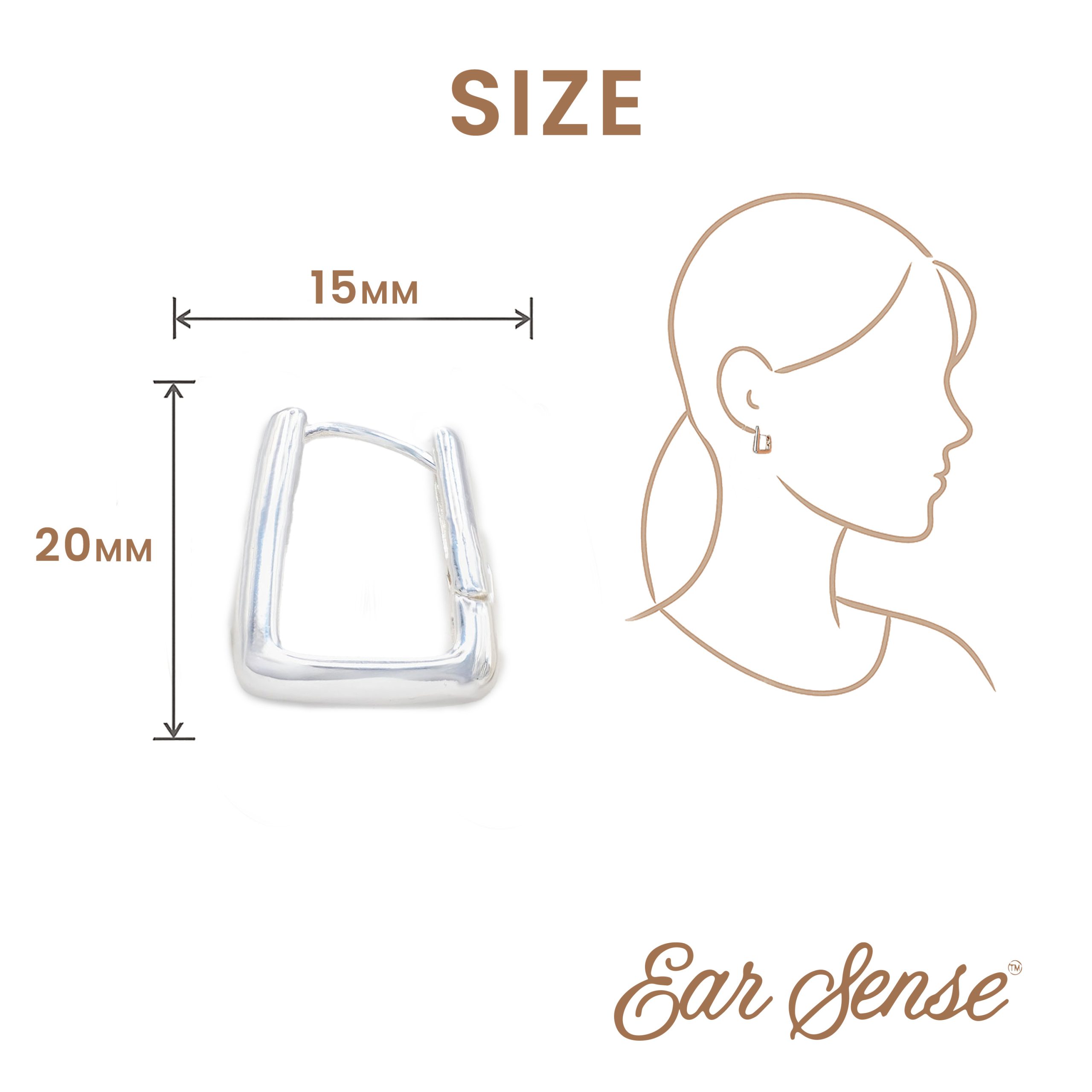 Silver Rectangular Hoop Earrings - Image 6