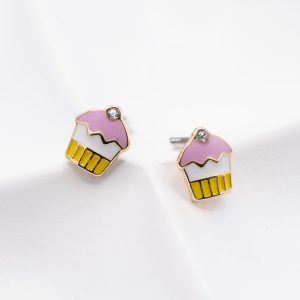 Gold Cupcake Stud Earrings