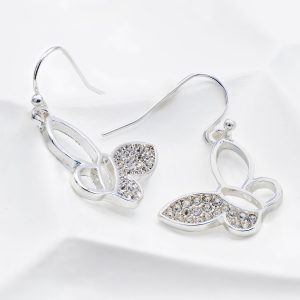 Crystal Butterfly Wing Drop Earrings