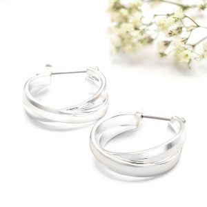 Silver Chunky Intertwined Hoop Earrings