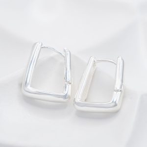 Silver Rectangular Hoop Earrings