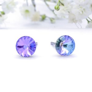 8mm Purple Rivoli Stud Earrings