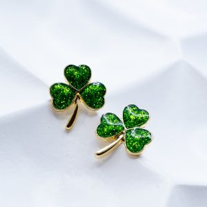 Glitter Shamrock Stud Earrings