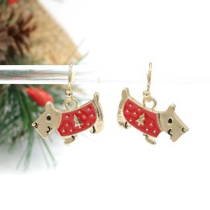 Christmas Scottie Dog Drop Earrings